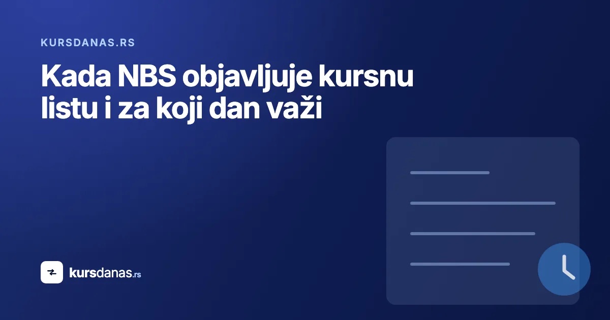 Kada NBS objavljuje kursnu listu i za koji dan važi