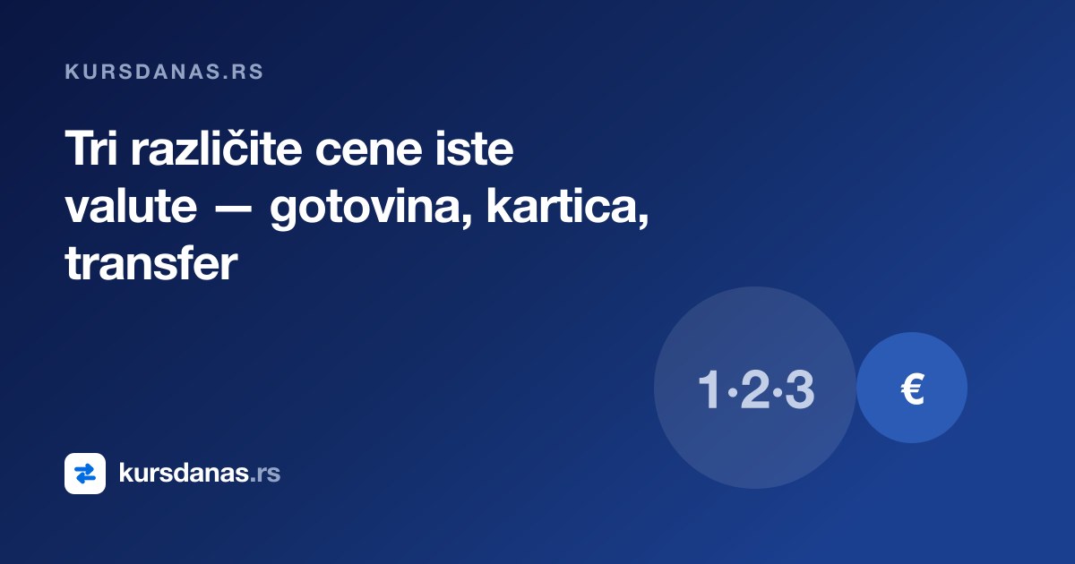 Tri različite cene iste valute — gotovina, kartica, transfer