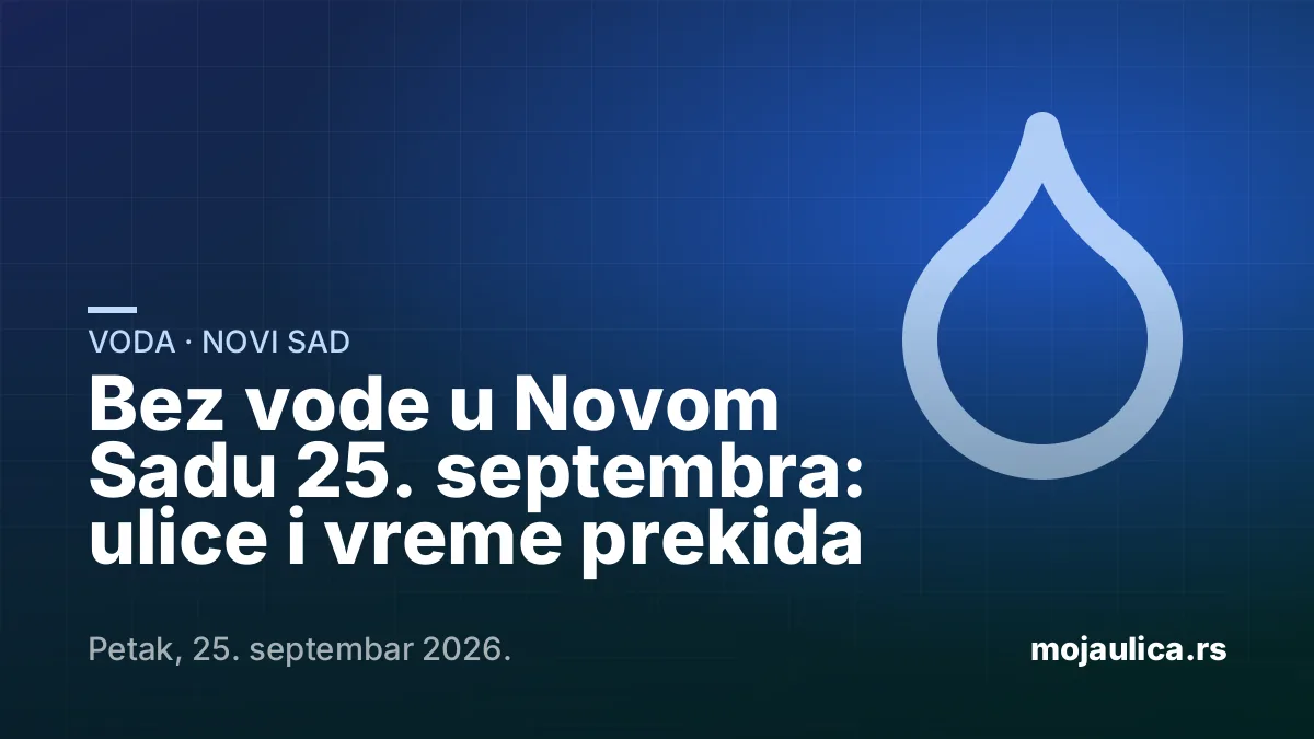 Bez vode u Novom Sadu — 25. septembra 2026.