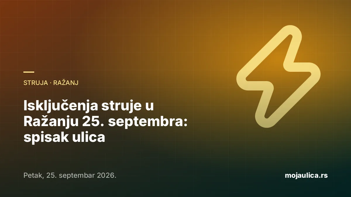 Isključenja struje u Ražanju — 25. septembra 2026.