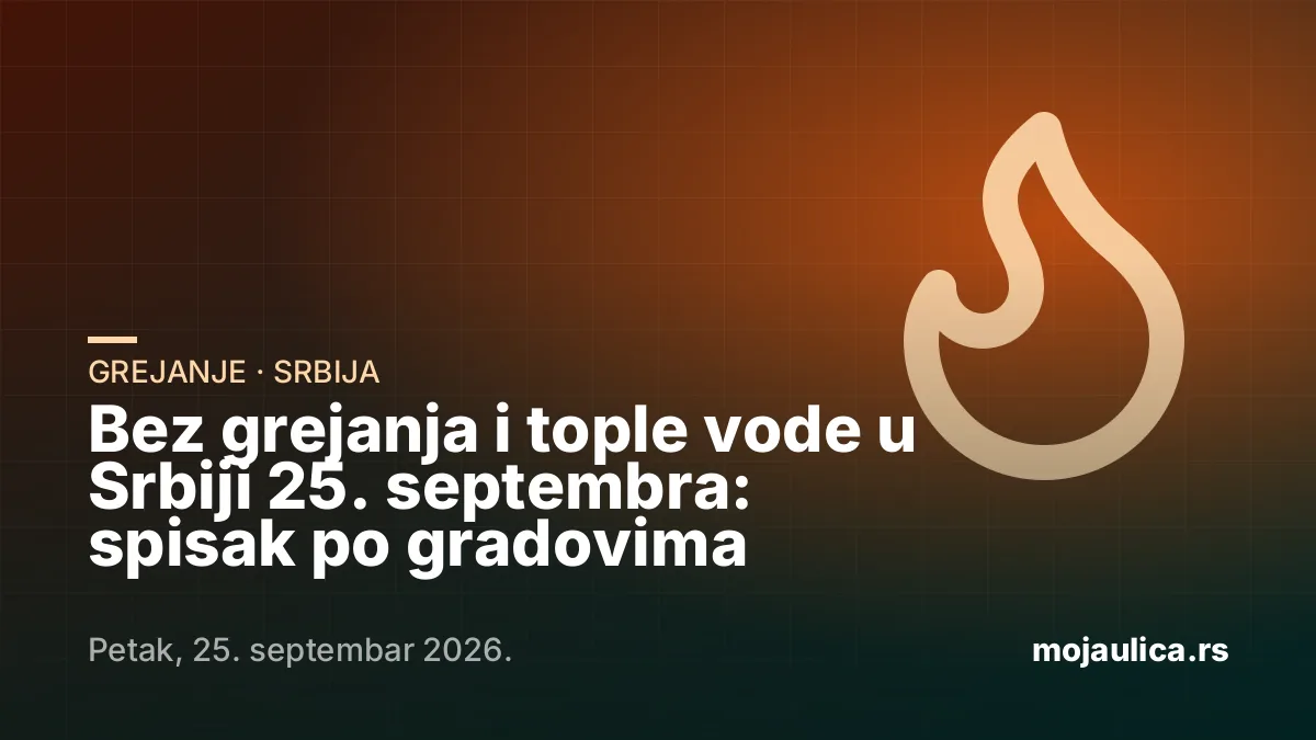 Bez grejanja i tople vode u Srbiji — 25. septembra 2026.