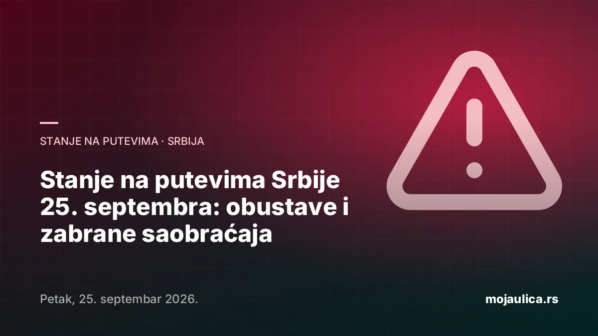 Stanje na putevima Srbije — 25. septembra 2026.
