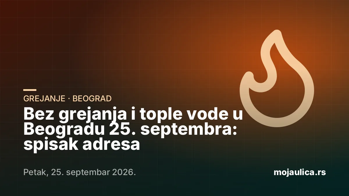 Bez grejanja i tople vode u Beogradu — 25. septembra 2026.