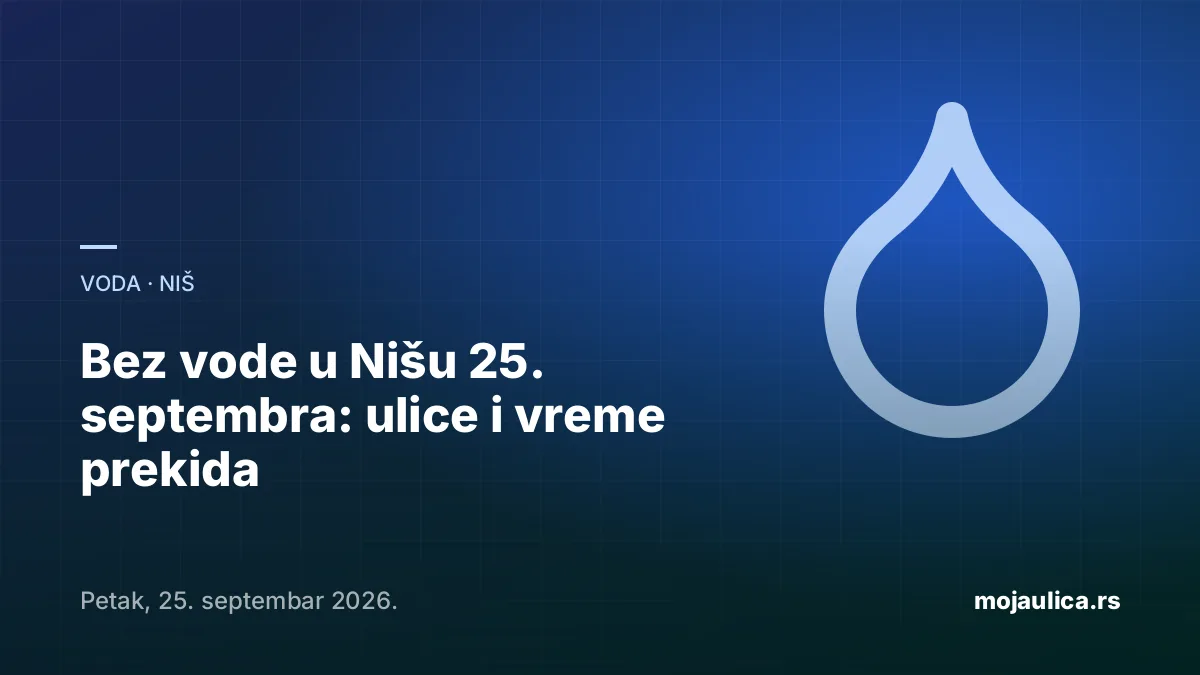 Bez vode u Nišu — 25. septembra 2026.